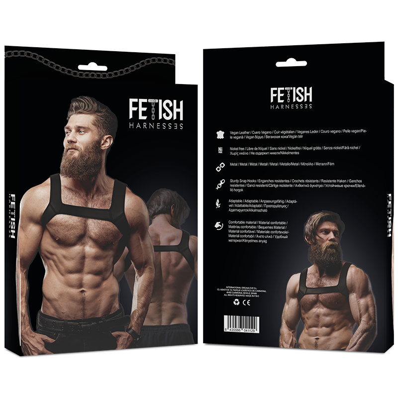 FETISH SUBMISSIVE ATTITUDINE - IMBRACATURA PER IL PETTO IN NEOPRENE PER UOMINI TAGLIA M