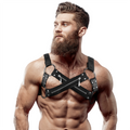 FETISH SUBMISSIVE ATTITUDE - IMBRACATURA BULLDOG IN NEOPRENE REGOLABILE CON CERNIERE PER UOMINI