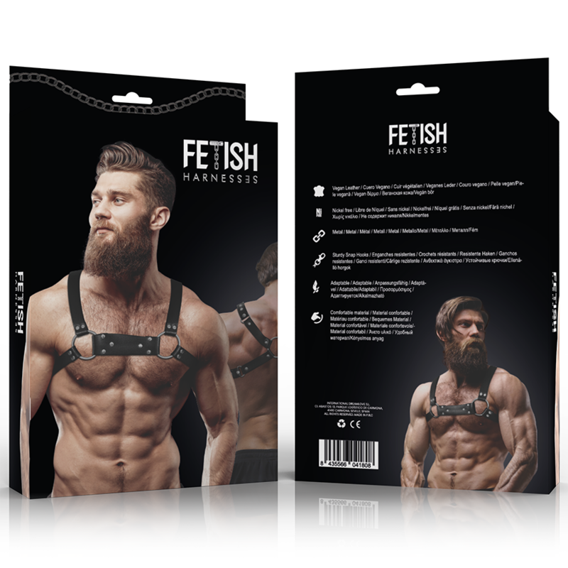 FETISH SUBMISSIVE ATTITUDINE - IMBRACATURA PER IL PETTO IN ECOPELLE DA UOMO PER BULLDOG TAGLIA M/L