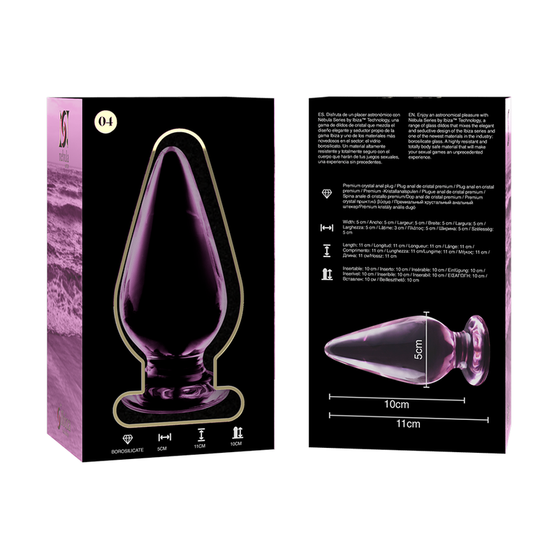 NEBULA SERIES BY IBIZA - MODELLO 4 PLUG ANALE VETRO BOROSILICATO ROSA 11 CM -O- 5 CM