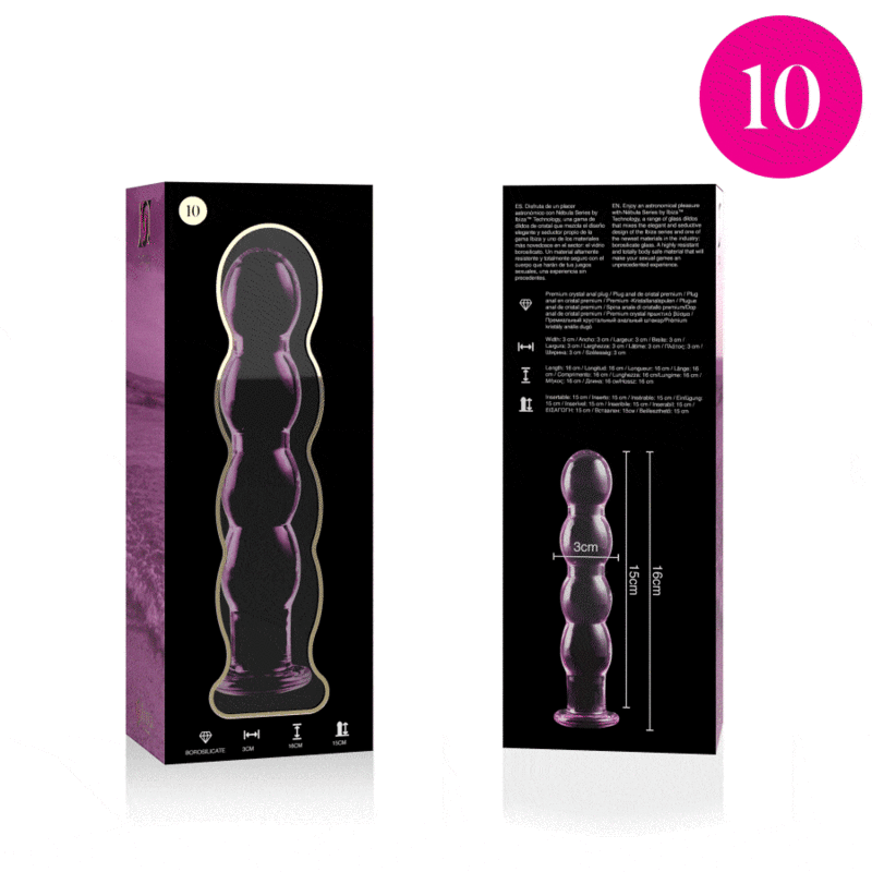 NEBULA SERIES BY IBIZA - MODELLO 10 DILDO IN VETRO BOROSILICATO ROSA 16.5 CM -O- 3.5 CM