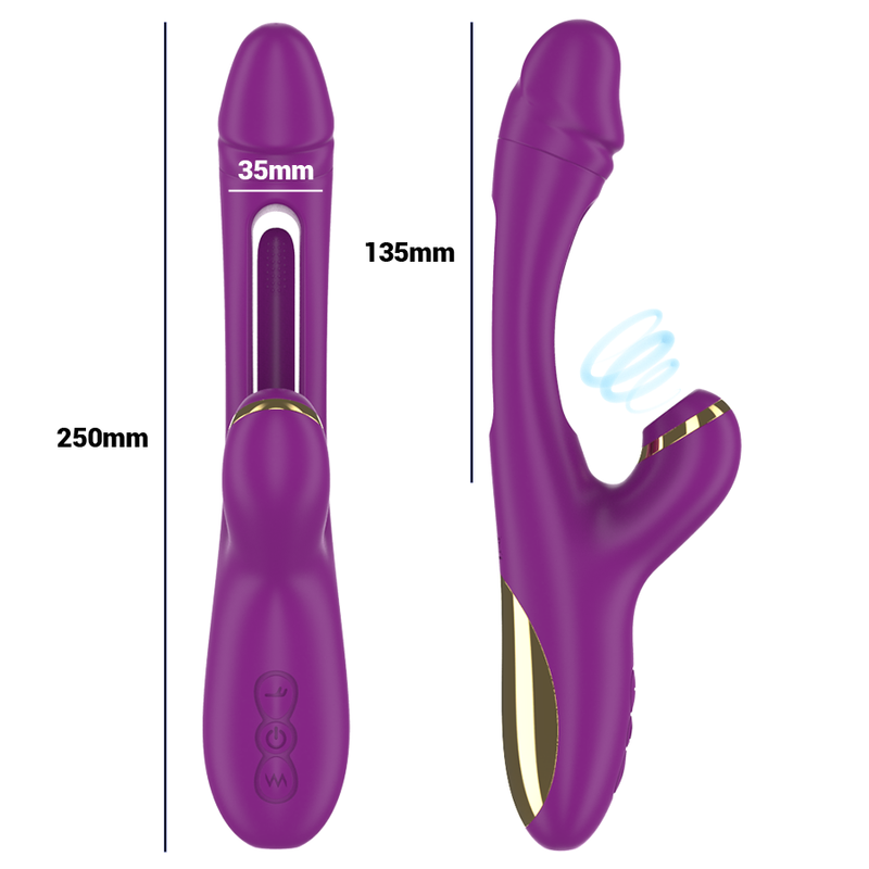 INTENSE - ATENEO VIBRATORE MULTIFUNZIONE RICARICABILE 7 VIBRAZIONI CON LINGUA OSCILLANTE E ASPIRAZIONE VIOLA
