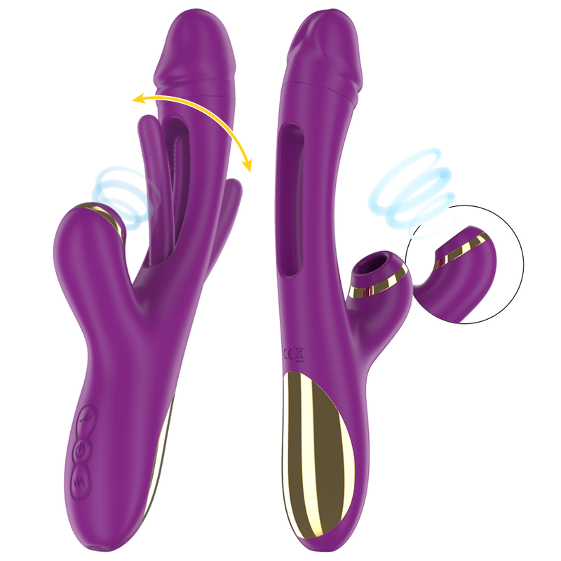 INTENSE - ATENEO VIBRATORE MULTIFUNZIONE RICARICABILE 7 VIBRAZIONI CON LINGUA OSCILLANTE E ASPIRAZIONE VIOLA