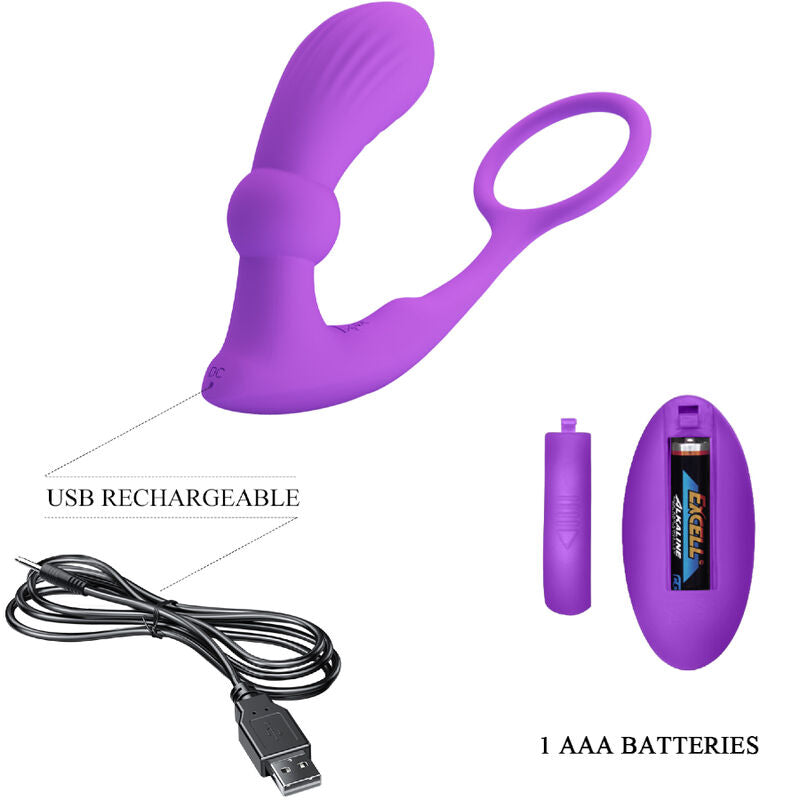 PRETTY LOVE - ANELLO WARREN E VIBRATORE ANALE VIOLA