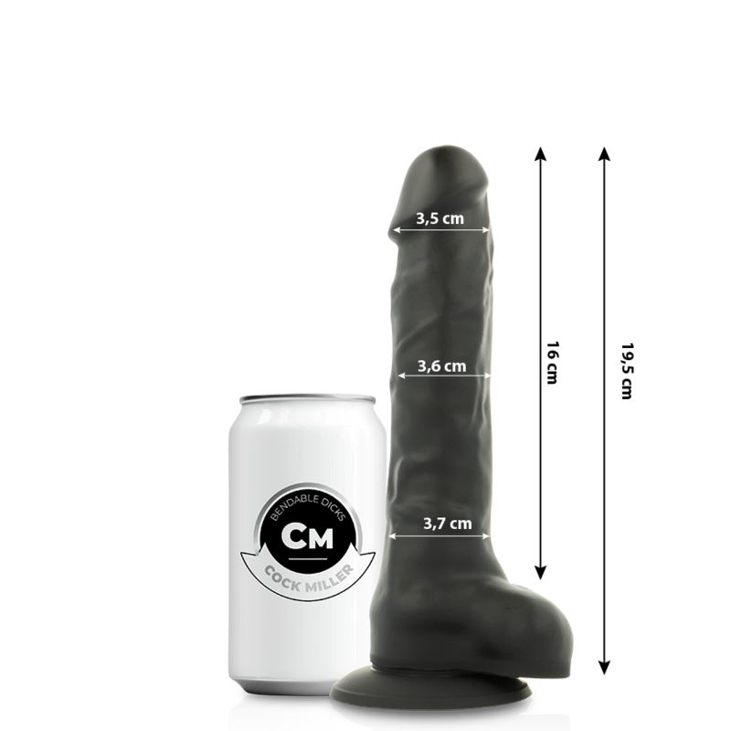 COCK MILLER - DILDO REALISTICO IN SILICONE DENSITÀ ARTICOLABILE NERO 19,5 CM