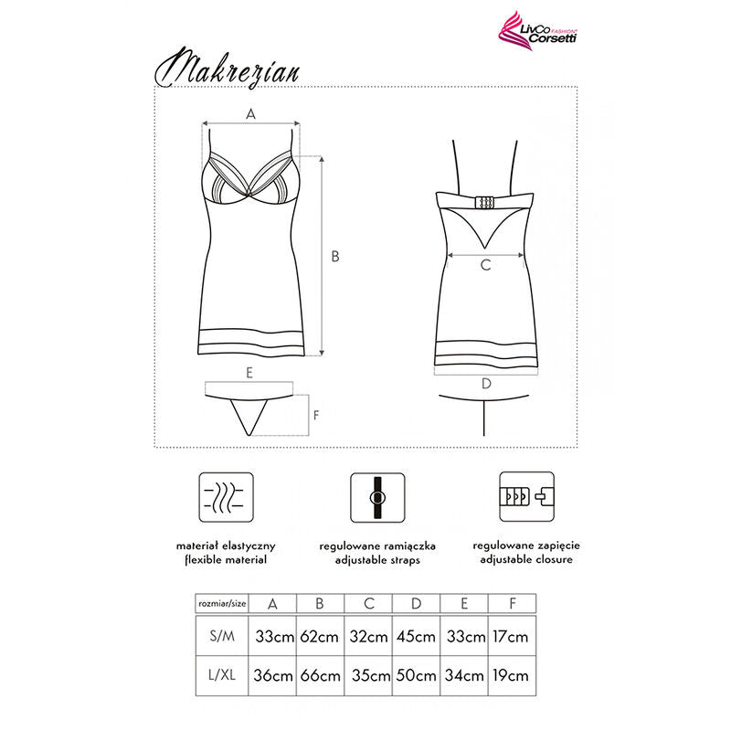 LIVCO CORSETTI FASHION - MAKREZIAN LC 90545 CAMICIA + PANTY NERO L/XL