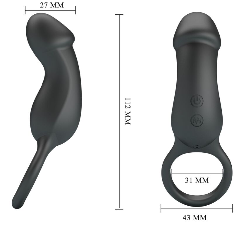 PRETTY LOVE - ANELLO ANALE E VIBRATORE WARREN BLACK