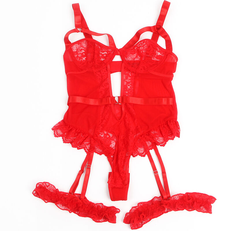 SUBBLIME - ORSACCHIOTTO CON GIARRETTIERA CON DETTAGLIO IN PIZZO E STRISCE ROSSE L/XL