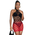 SUBBLIME - 952242 VESTITO ELASTICO A RETE DEGRADATA ROSSO E NERO TAGLIA UNICA
