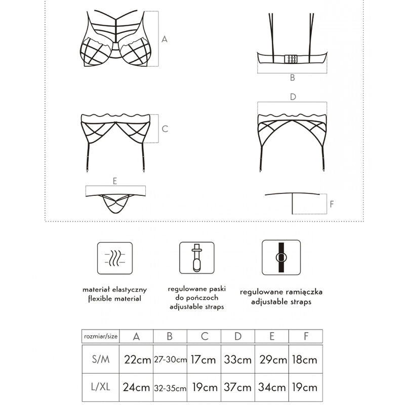 LIVCO CORSETTI FASHION - SOLEDAD LC 20217 REGGISENO + SLIP + REGGISERA L/XL