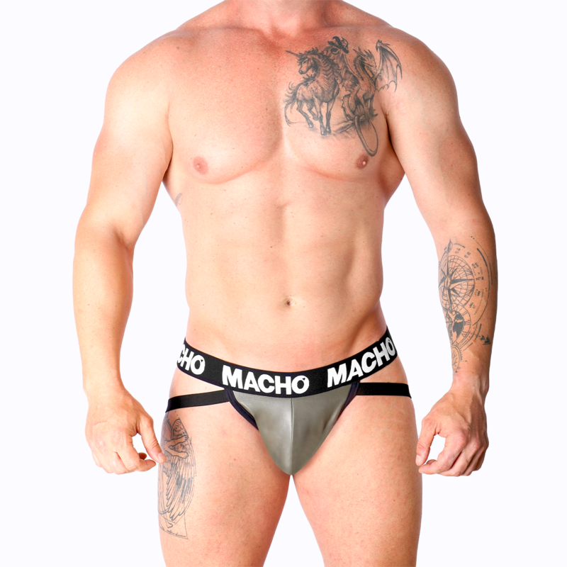 MACHO - MX27GR JOCK IN PELLE GRIGIO BEIGE XL