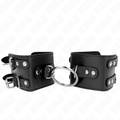 KINK - POLSO FISSO CON ANELLO E BORCHIE REGOLABILE NERO 17-22 CM X 6,5 CM