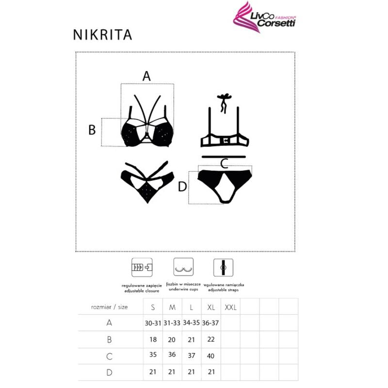 LIVCO CORSETTI FASHION - NIKRITA LC 90647 REGGISENO + SLIP NERO L