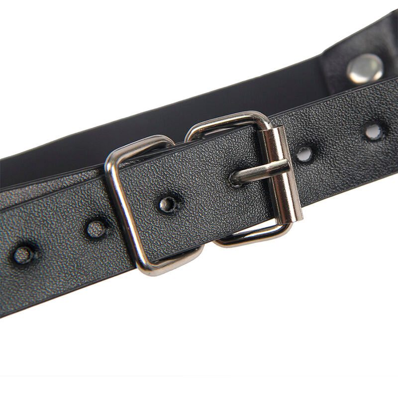 SUBBLIME - 953720 BONDAGE LEATHER STRAP BREATH CLAMPS NERO TAGLIA UNICA