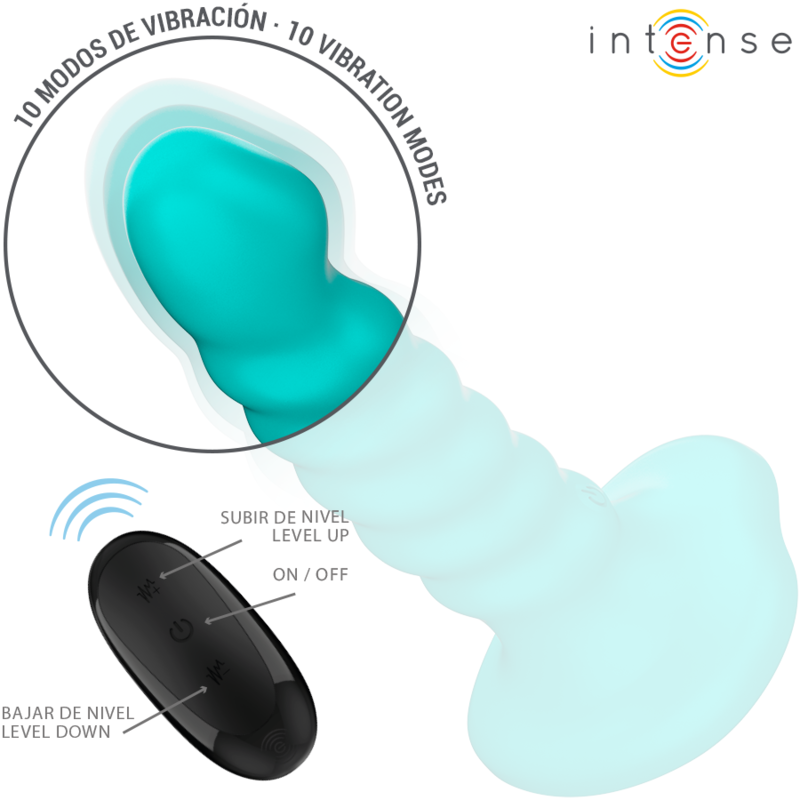 INTENSE - VIBRATORE BUFFY TAGLIA S DESIGN A SPIRALE 10 VIBRAZIONI TELECOMANDO BLU