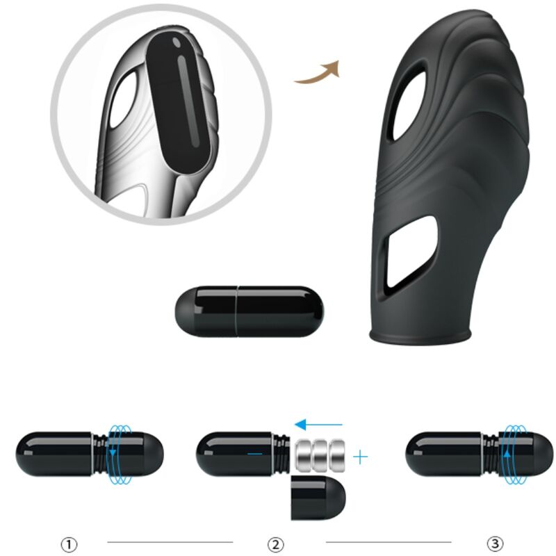 PRETTY LOVE - VIBRATORE DA DITA IN SILICONE LICH NERO