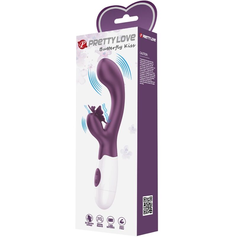 PRETTY LOVE - BUTTERFLY KISS VIBRATORE RABBIT E STIMOLATORE PUNTO G VIOLA