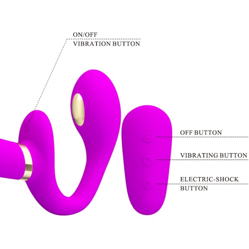 PRETTY LOVE - THUNDERBIRD DOPPIO VIBRATORE CON STRAP-ON E TELECOMANDO VIOLA