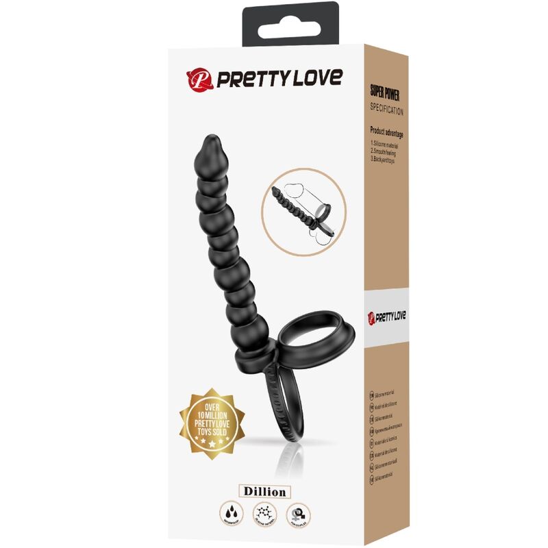 PRETTY LOVE - DILLION ANELLO PER IL PENE A DOPPIA PENETRAZIONE NERO