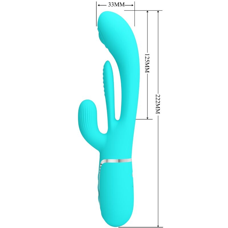 PRETTY LOVE - SHANIA TRIPLE RABBIT VIBRATORE MULTIFUNZIONE 3 IN 1 BLU