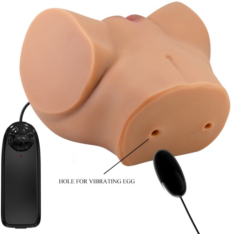 CRAZY BULL - VIBRATORE EMILIA ASS CON VAGINA E ANO REALISTICI, TELECOMANDO IN CARNE