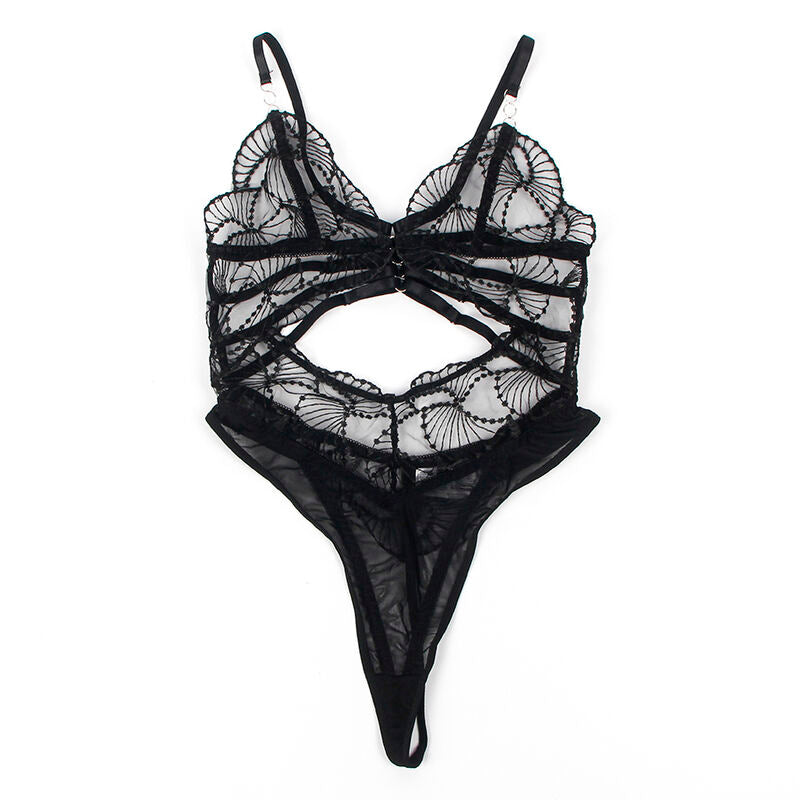 SUBBLIME - 955229 BODY TRASPARENTE CON PIZZO CAVATO NERO L/XL