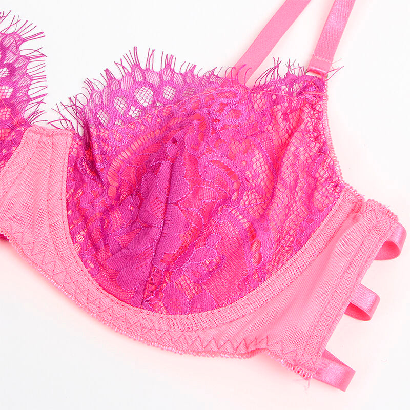 SUBBLIME - 955359 COMPLETO REGGISENO CON PIZZO E GIACCHETTI ROSA E VIOLA S/M