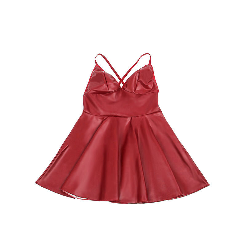 SUBBLIME - 955397 ABITO CON SPALLINE IN PELLE BORDEAUX S/M