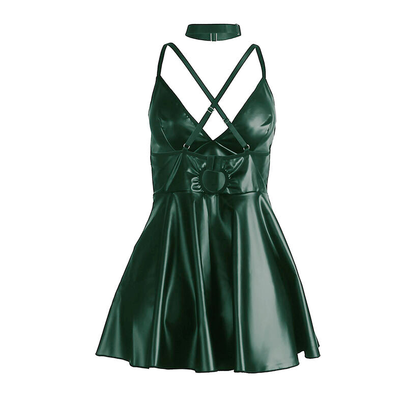 SUBBLIME - 955434 ABITO CON SPALLINE IN PELLE VERDE S/M
