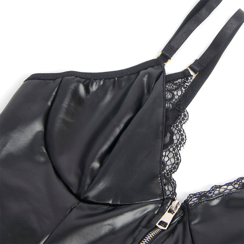 SUBBLIME - 955458 BODY IN PELLE NERA CON ZIP S/M