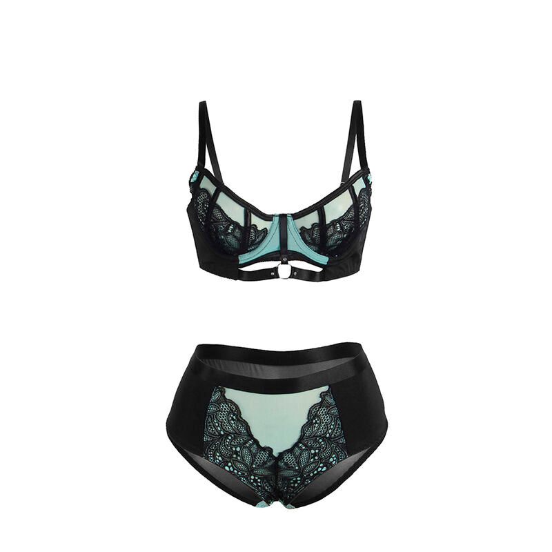 SUBBLIME - 955557 SET REGGISENO IN VERNICE VERDE CON CERNIERA S/M
