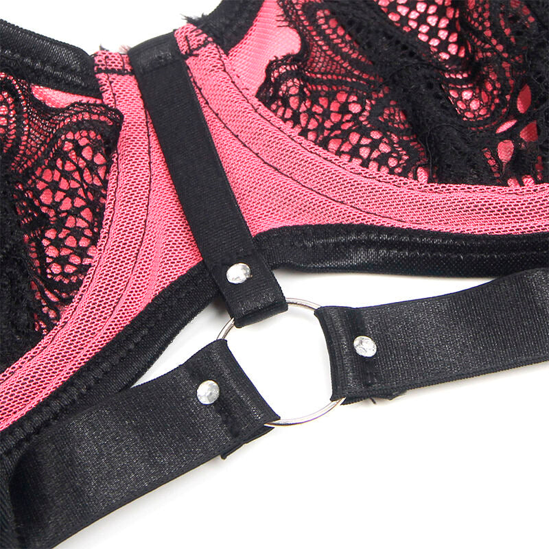 SUBBLIME - 955588 SET REGGISENO IN VERNICE ROSA CON CERNIERA IN RETE L/XL