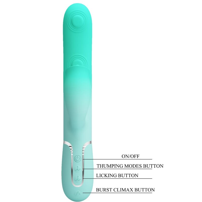 PRETTY LOVE - VIBRATORE MULTIFUNZIONE CONIGLIO GIGI VERDE ACQUA
