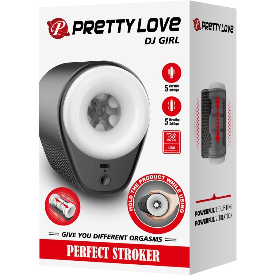 PRETTY LOVE - DJ GIRL MASTURBATORE MASCHILE CON VIBRAZIONE 5 IMPOSTAZIONI NEGRO