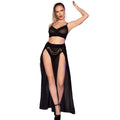 CHILIROSE - CR 4672 GONNA TOP NERA E PERIZOMA CON CATENE ORO M
