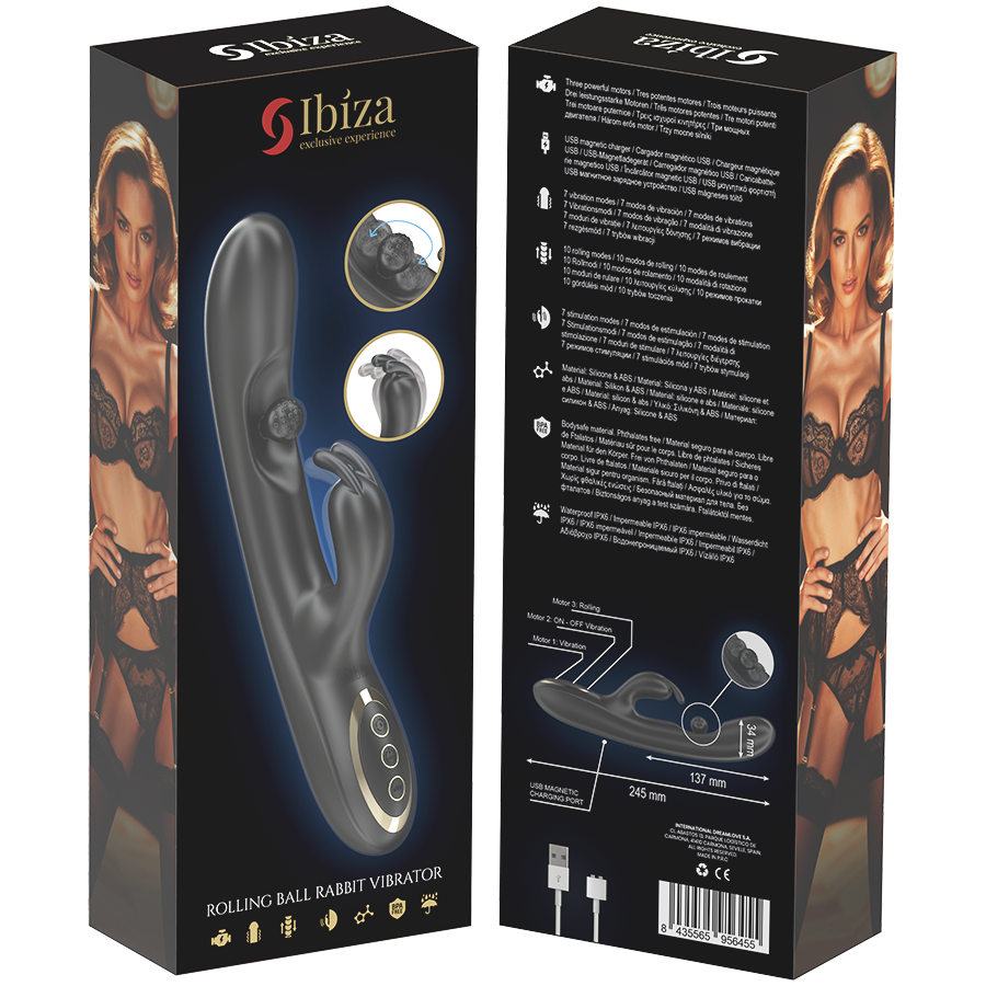 IBIZA - POTENTE VIBRATORE RABBIT CON PERLA ROTANTE MASSAGGIANTE