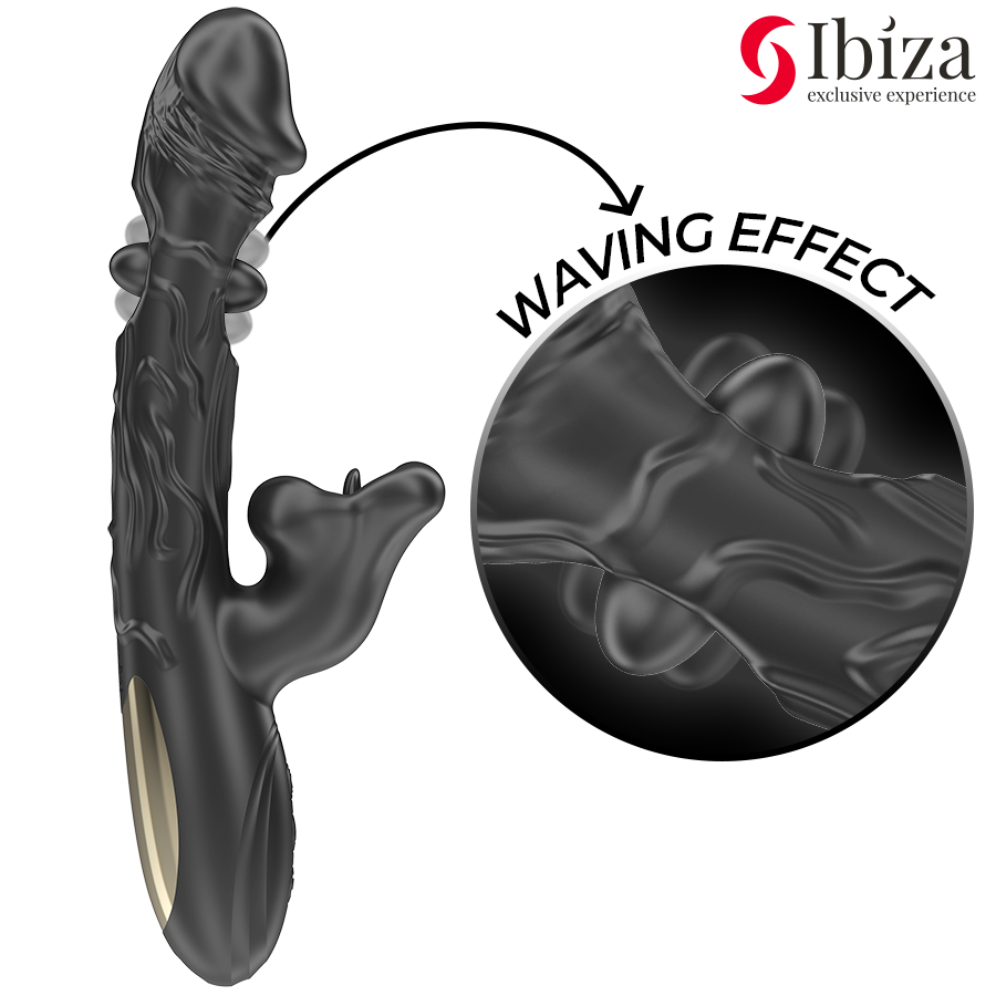 IBIZA - VIBRATORE E STIMOLATORE CLITORIDEO CON EFFETTO MORSO E ROTAZIONE