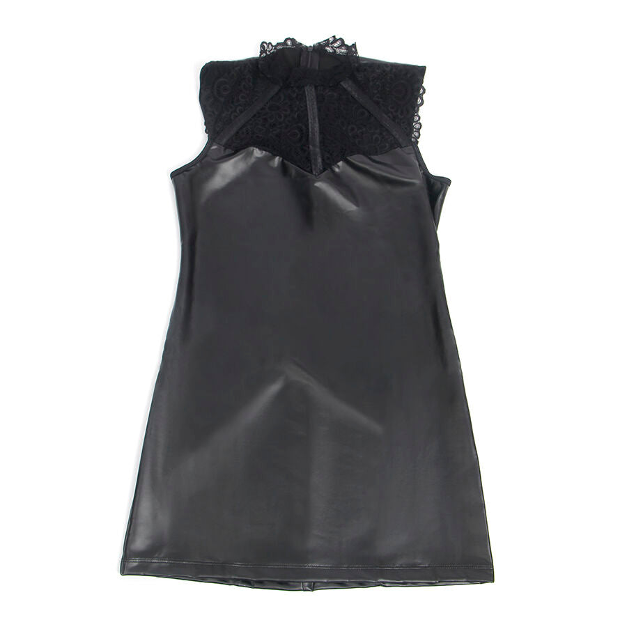 SUBBLIME - 957544 ABITO IN PELLE CON COLLO IN PIZZO NERO S/M