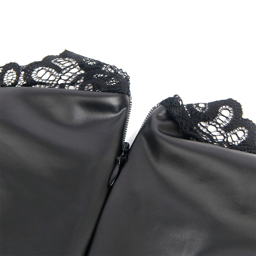 SUBBLIME - 957544 ABITO IN PELLE CON COLLO IN PIZZO NERO S/M