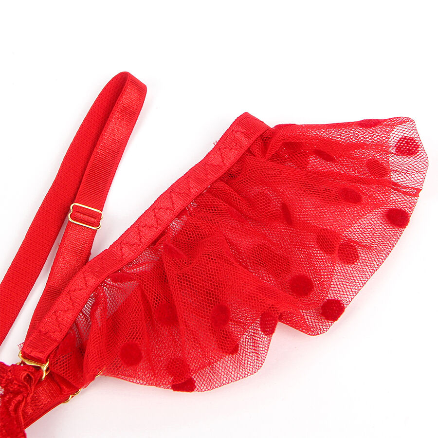 SUBBLIME - 957513 COMPLETO REGGISENO E GIARRETTIERA IN PIZZO ROSSO L/XL