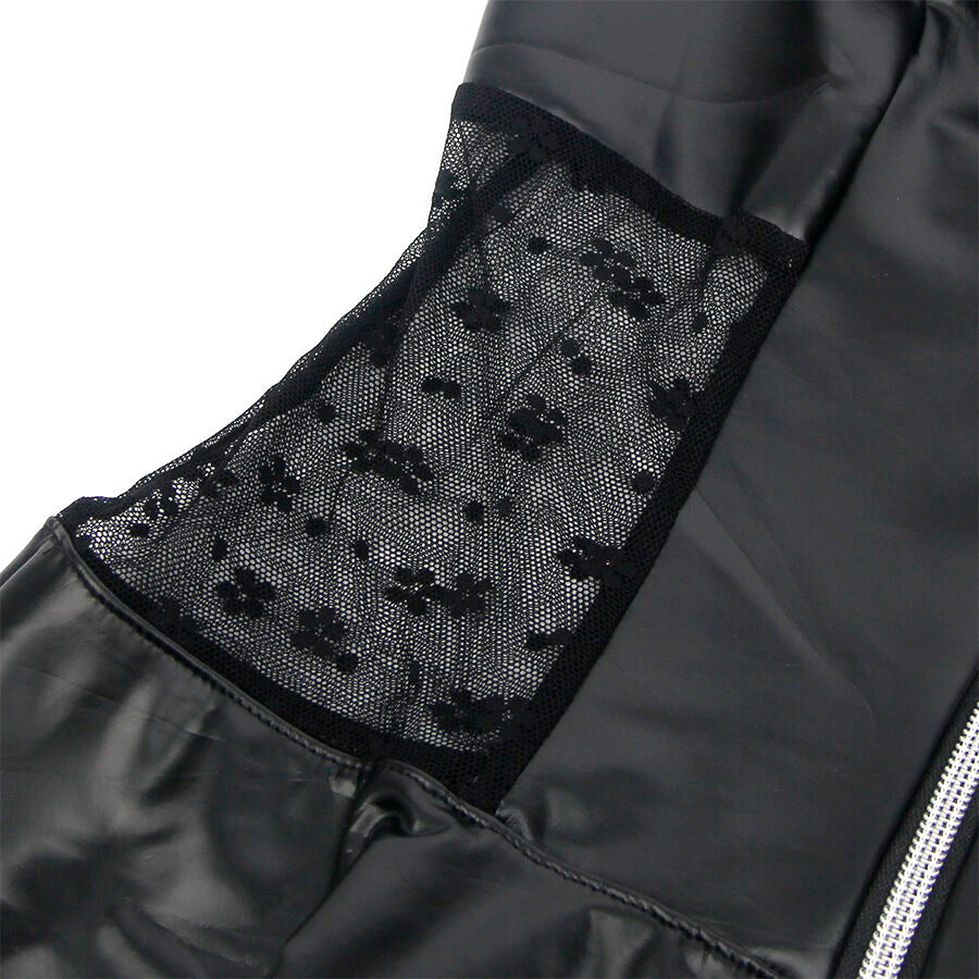 SUBBLIME - 957711 ABITO IN PELLE CON ZIP E PIZZO NERO L/XL