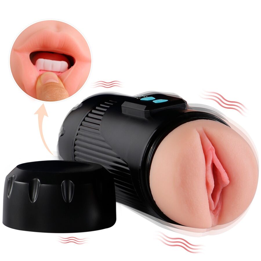 SHEQU - KAY DOPPIO MASTURBATORE CON DOPPIA BOCCA E VIBRAZIONE DELLA VAGINA