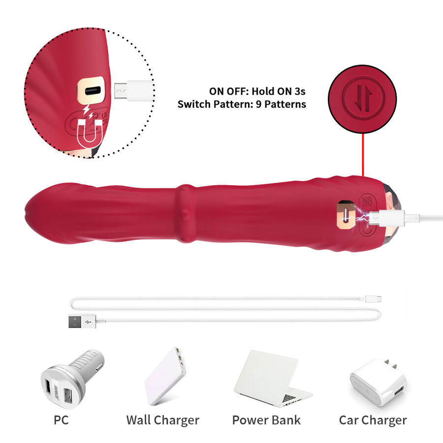 ARMONY - DILDO VIBRATORE STIMOLATORE PUNTO A TERMOREGOLABILE ROSSO