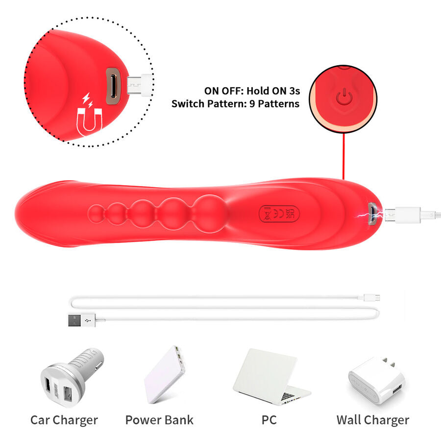 ARMONY - VIBRATORE STIMOLATORE PUNTO G E CLITORIDE ROSSO