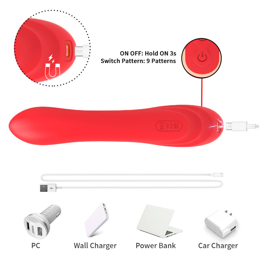 ARMONY - VIBRATORE STIMOLATORE PUNTO G E CLITORIDE CON LINGUA OSCILLANTE ROSSO