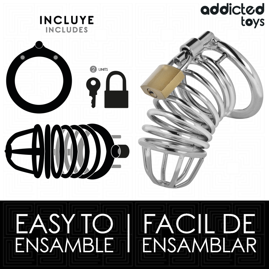 ADDICTED TOYS LOCKED - GABBIA PER PENE IN METALLO CON CELLULE DI FERRO 5 CM TAGLIA L