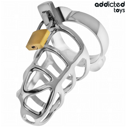 ADDICTED TOYS LOCKED - GABBIA PER PENE CON SERRATURA IN ARGENTO TAGLIA M