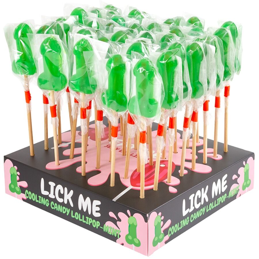 SECRETPLAY - ESPOSITORE DI LECCA-LECCA A FORMA DI PENE ALLA MENTA CON EFFETTO FREDDO (40 UNITÀ)