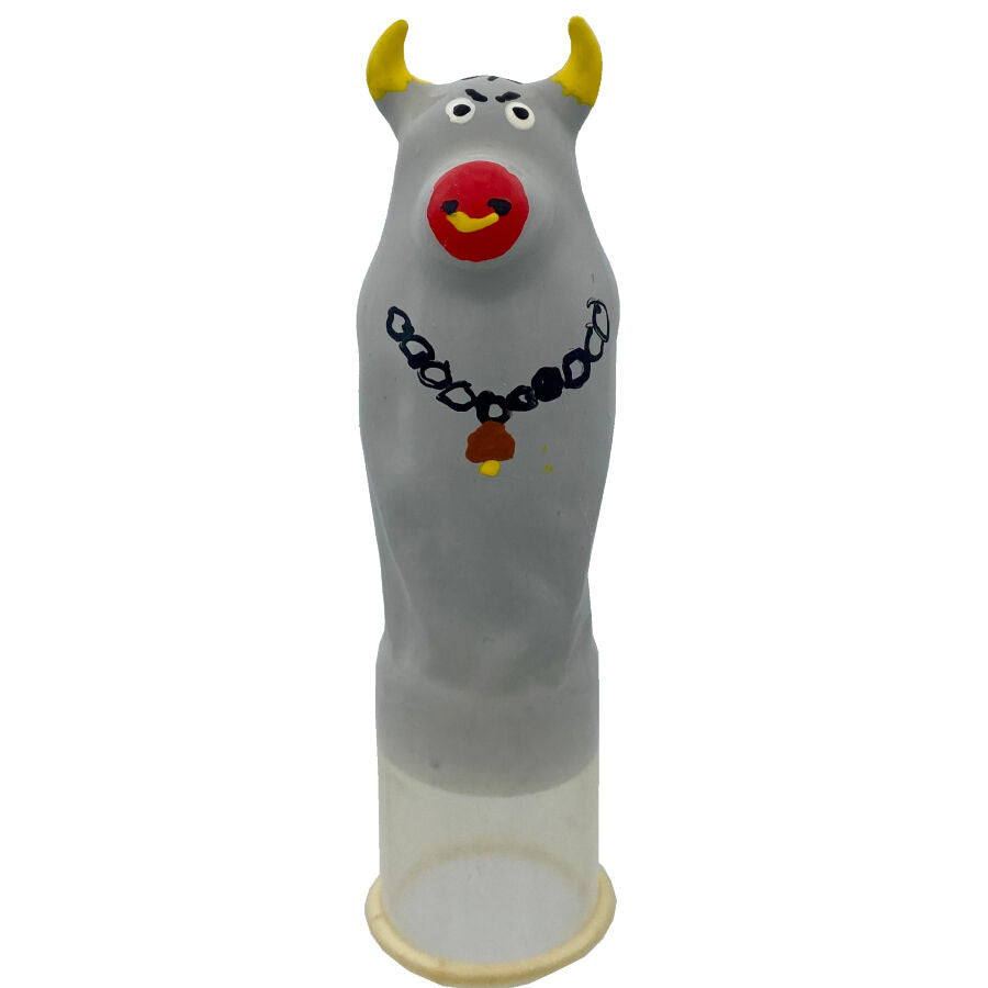 CONDOMERIE - PRESERVATIVI NOVITÀ DIPINTI A MANO MODELLO TORO GRIGIO XL
