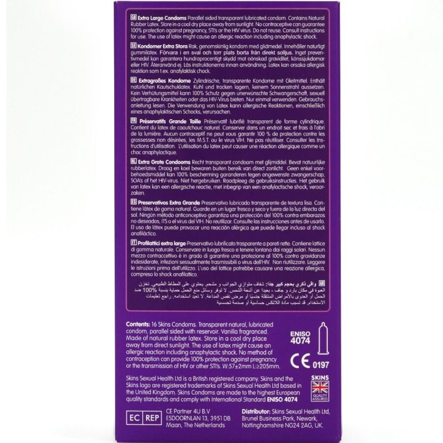 SKINS - PRESERVATIVI EXTRA LARGE PREMIUM CONFEZIONE DA 16